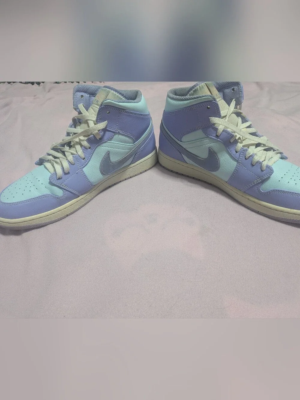 Jordan 1 Mid Sneakers in Light Blue & Lavender